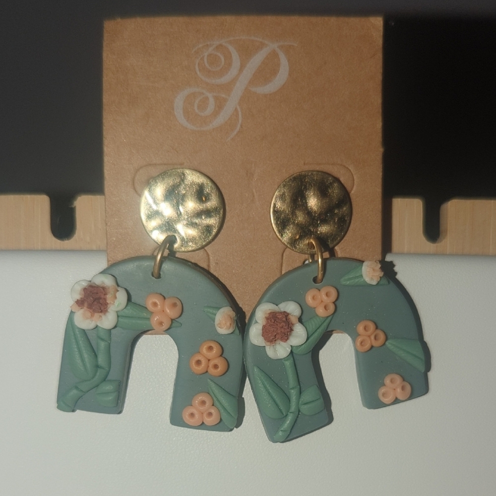 Plunder Floral Arch Earrings with Gold Accents